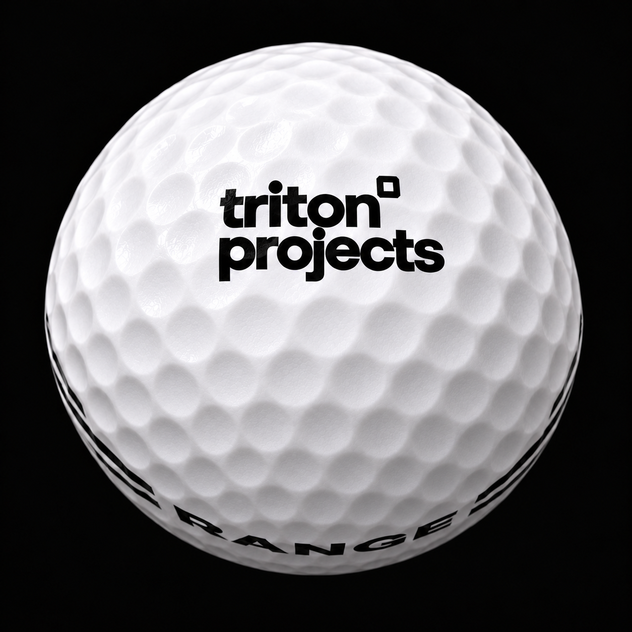 White range ball with twin black stripes, RANGE lettering and the Triton Projects logo